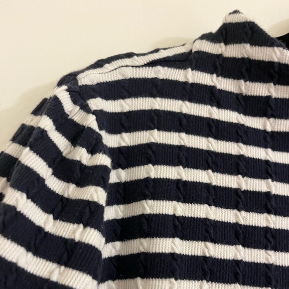Talbots Women’s Striped 3/4 Sleeve Knit Top Navy Blue & White - Picture 4 of 9